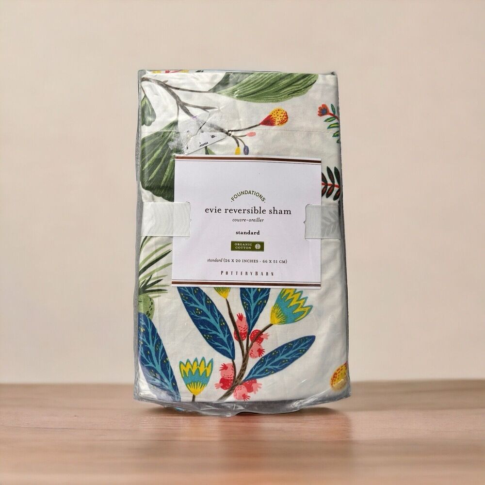 New Pottery Barn Evie Reversible Sham Organic cotton Standard 26x20